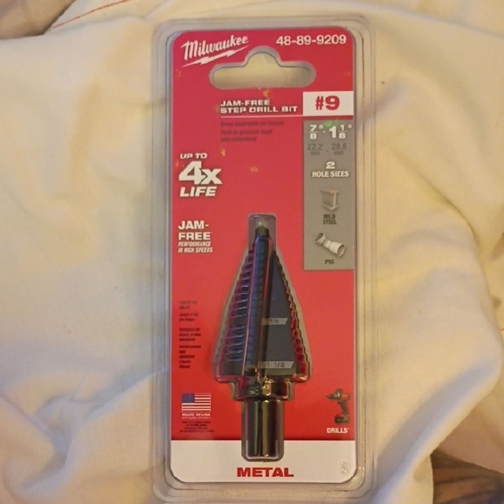 #9 Milwaukee 7/8 in. - 1-1/8 in. Black Oxide Step Drill Bit NWT - Picture 5 of 6